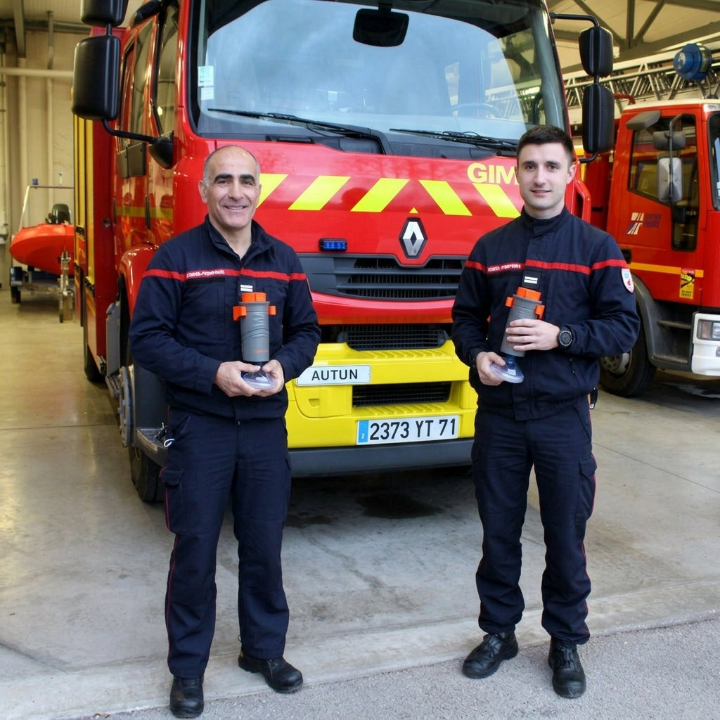 Sapeurs-pompiers d'Autun présentant le dispositif Sonmol